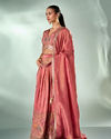 Mohey Women Dusty Pink Tissue Lehenga with Hand Embroidery