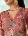 Mohey Women Dusty Pink Tissue Lehenga with Hand Embroidery