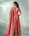 Mohey Women Dusty Pink Tissue Lehenga with Hand Embroidery