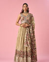 Mohey Women Fawn Organza Lehenga with Floral Embroidery