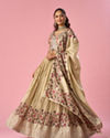 Mohey Women Fawn Organza Lehenga with Floral Embroidery