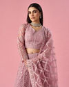 Mohey Women Purple Organza Lehenga with Hand Embroidery