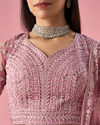 Mohey Women Purple Organza Lehenga with Hand Embroidery