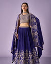 Mohey Women Purple Chinon Lehenga with Moti and Zari Work