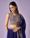 Mohey Women Purple Chinon Lehenga with Moti and Zari Work