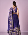 Mohey Women Purple Chinon Lehenga with Moti and Zari Work