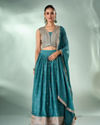 Mohey Women Sea Green Art Silk Lehenga with Sequin Work