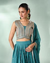 Mohey Women Sea Green Art Silk Lehenga with Sequin Work