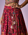 Mohey Women Pink Chinon Printed Lehenga