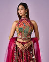 Mohey Women Pink Chinon Printed Lehenga