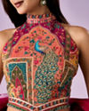 Mohey Women Pink Chinon Printed Lehenga