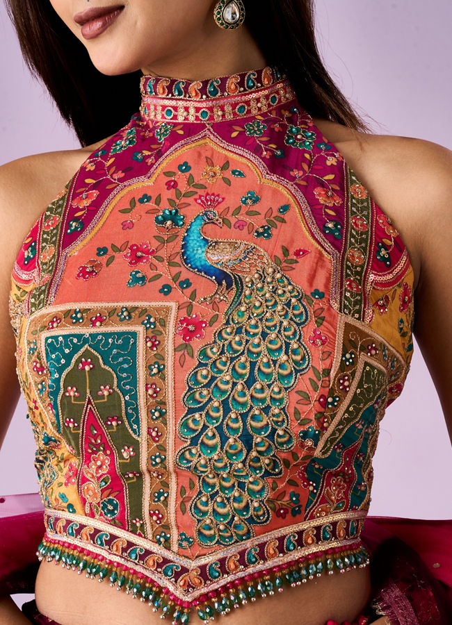Mohey Women Pink Chinon Printed Lehenga