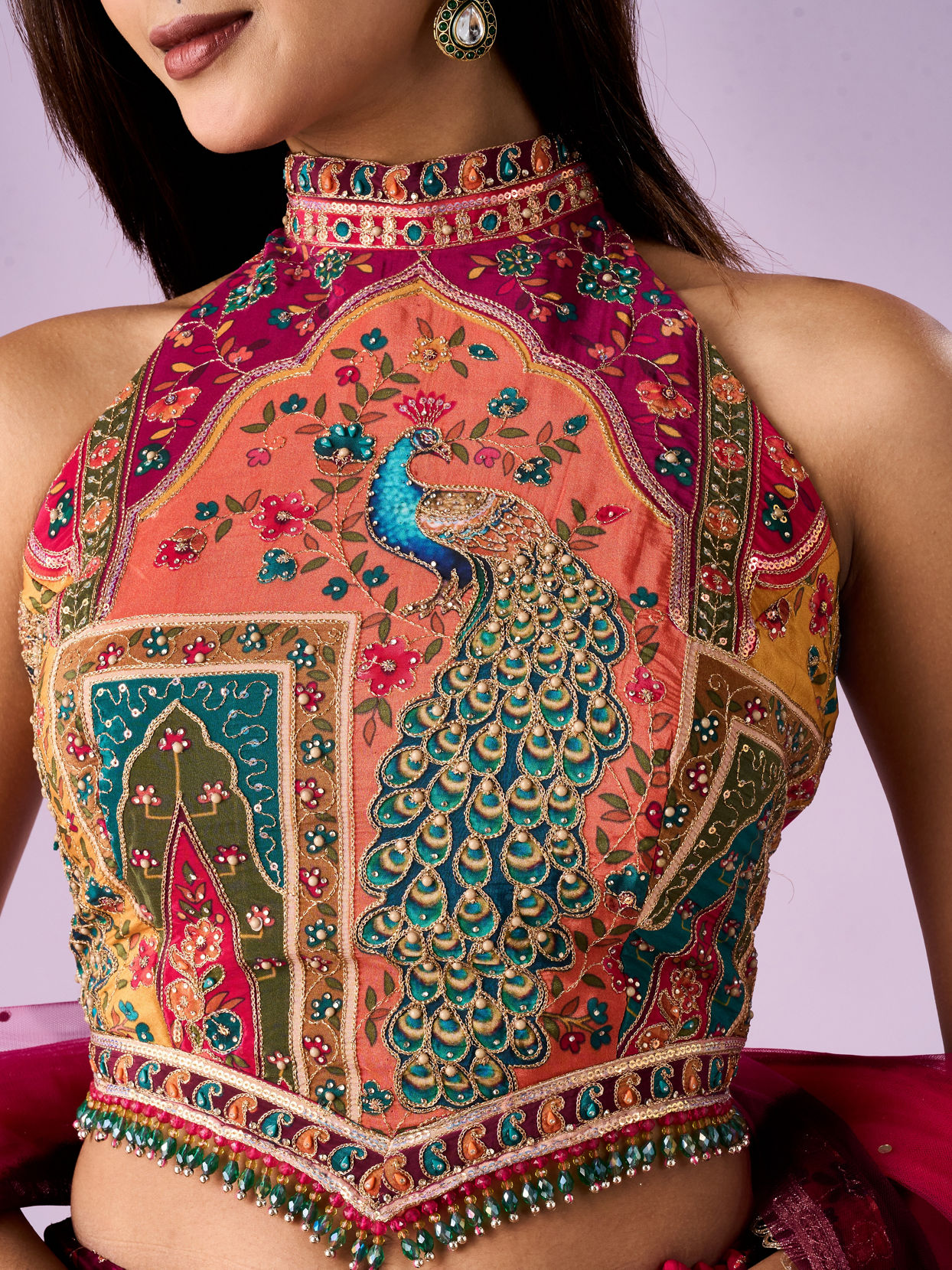 Mohey Women Pink Chinon Printed Lehenga