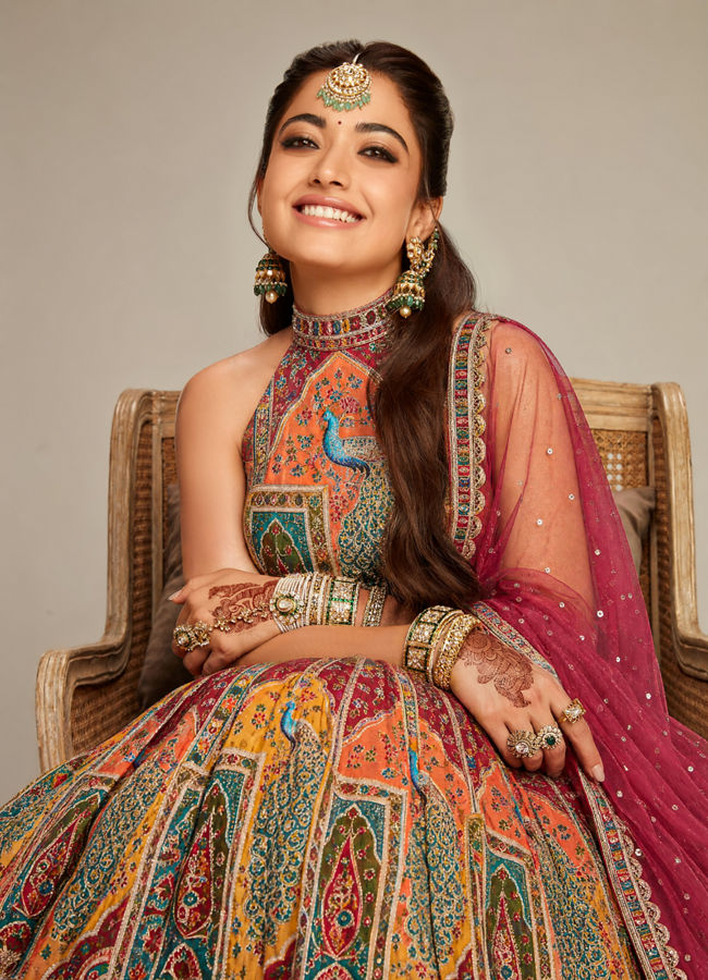 Mohey Women Pink Chinon Printed Lehenga