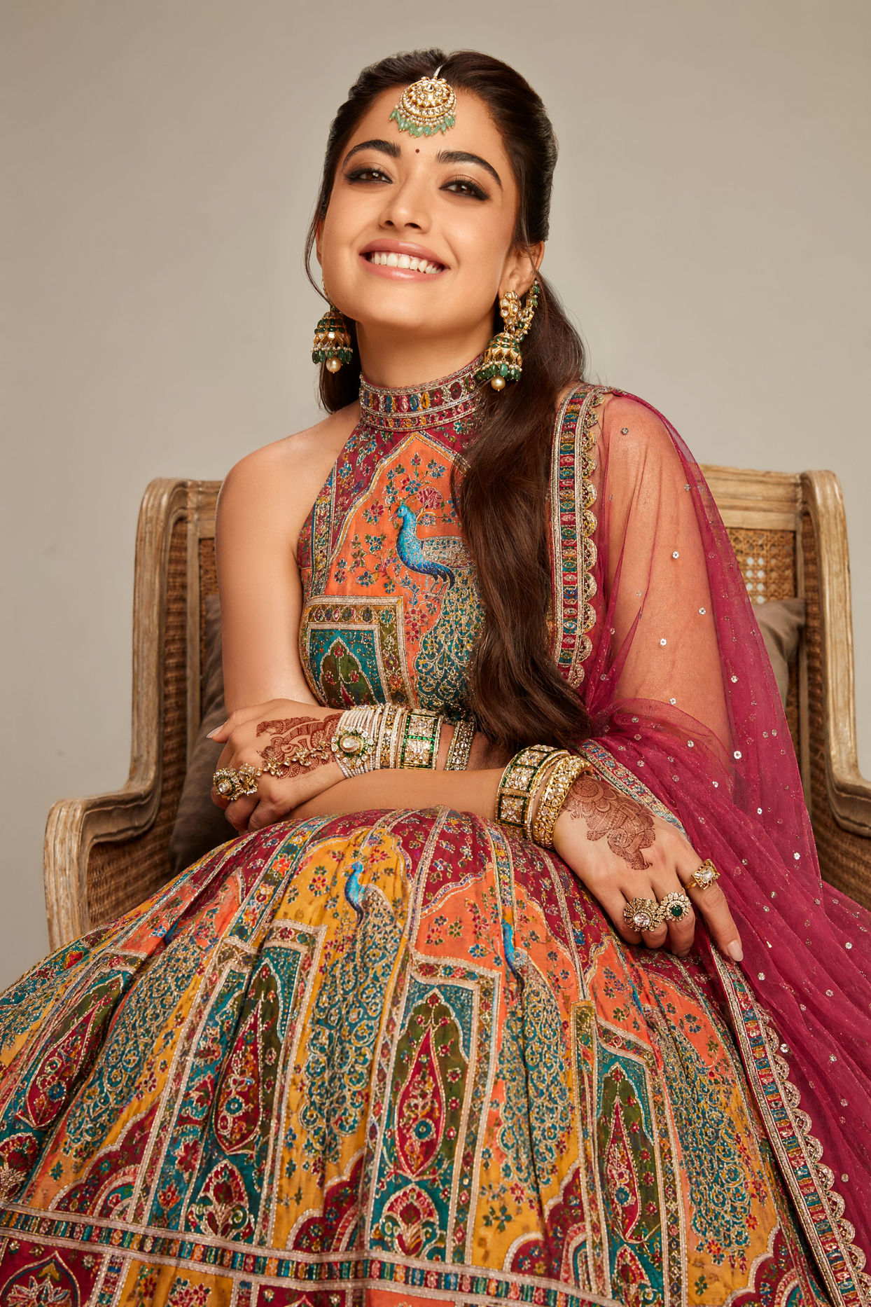 Mohey Women Pink Chinon Printed Lehenga