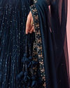Mohey Women Blue Georgette Lehenga with Hand Embroidery