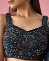 Mohey Women Blue Georgette Lehenga with Hand Embroidery