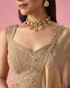 Mohey Women Fawn Organza Lehenga with Moti Work