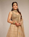 Mohey Women Fawn Organza Lehenga with Moti Work