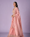 Mohey Women Pink Organza Lehenga with Hand Embroidery