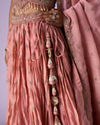 Mohey Women Pink Organza Lehenga with Hand Embroidery