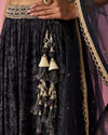 Mohey Women Black Chinon Lehenga with Hand Embroidery