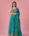 Mohey Women Green Chinon Lehenga with Hand Embroidery