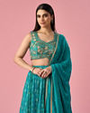 Mohey Women Green Chinon Lehenga with Hand Embroidery