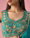 Mohey Women Green Chinon Lehenga with Hand Embroidery