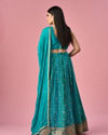 Mohey Women Green Chinon Lehenga with Hand Embroidery