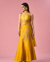 Mohey Women Mustard Yellow Art Silk Lehenga with Stone Work