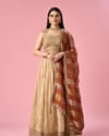 Mohey Women Beige Chinon Lehenga with Hand Embroidery