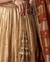 Mohey Women Beige Chinon Lehenga with Hand Embroidery