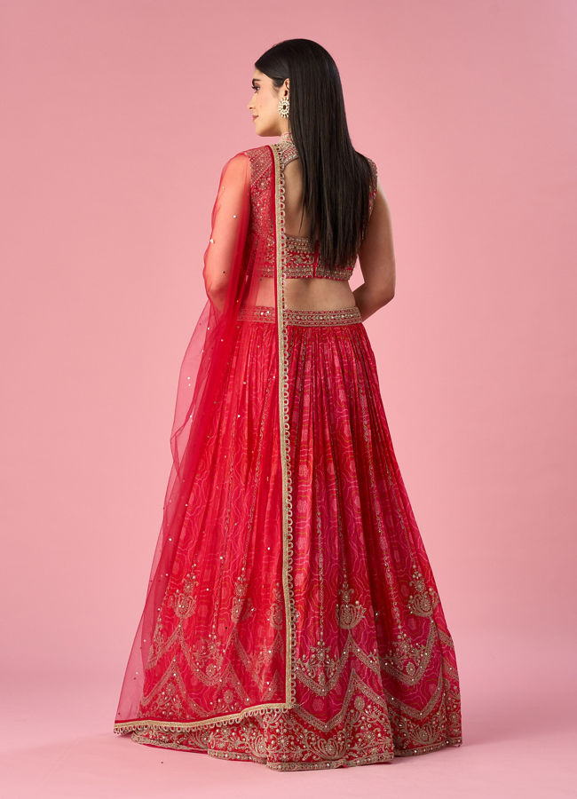 Mohey Women Pink Chinon Lehenga with Mirror Work