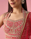 Mohey Women Pink Chinon Lehenga with Mirror Work