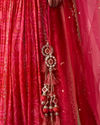 Mohey Women Pink Chinon Lehenga with Mirror Work