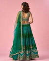 Mohey Women Green Chinon Lehenga with Mirror Work