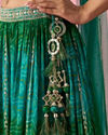 Mohey Women Green Chinon Lehenga with Mirror Work