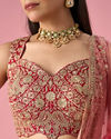 Mohey Women Red Art Silk Lehenga with Mirror Work