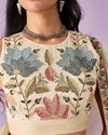 Mohey Women Cream Chinon Lehenga with Hand Embroidery