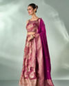 Mohey Women Wine Art Silk Lehenga with Hand Embroidery