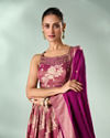 Mohey Women Wine Art Silk Lehenga with Hand Embroidery