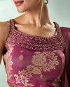 Mohey Women Wine Art Silk Lehenga with Hand Embroidery