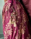 Mohey Women Wine Art Silk Lehenga with Hand Embroidery