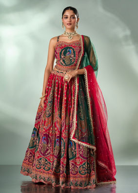 Mohey Women Pink Art Silk Lehenga with Cutdana Work