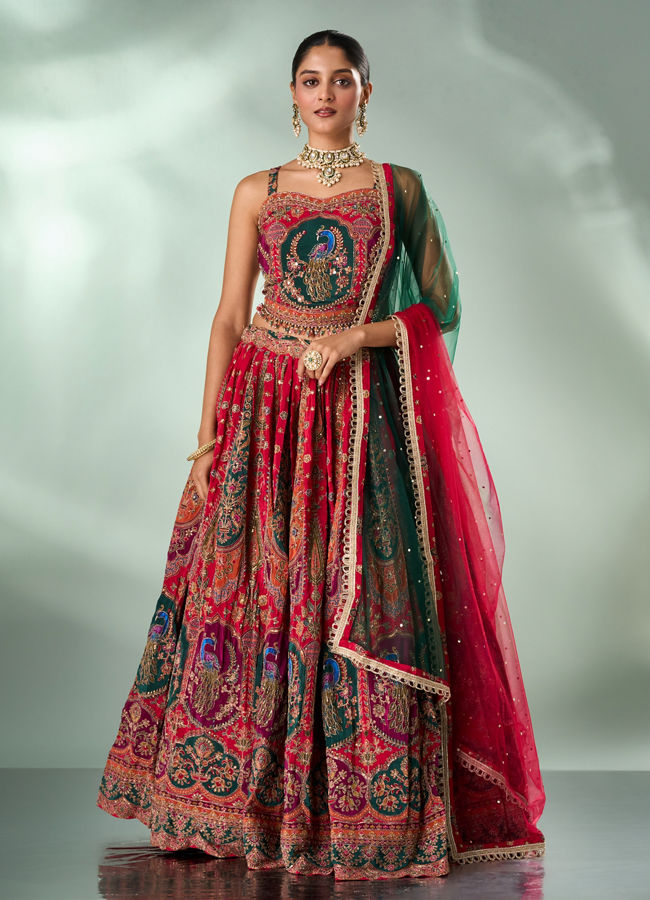Mohey Women Pink Art Silk Lehenga with Cutdana Work