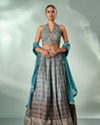 Mohey Women Sea Green Silk Lehenga with Zardozi Work