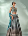 Mohey Women Sea Green Silk Lehenga with Zardozi Work