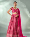 Mohey Women Pink Silk Lehenga with Cutdana Work