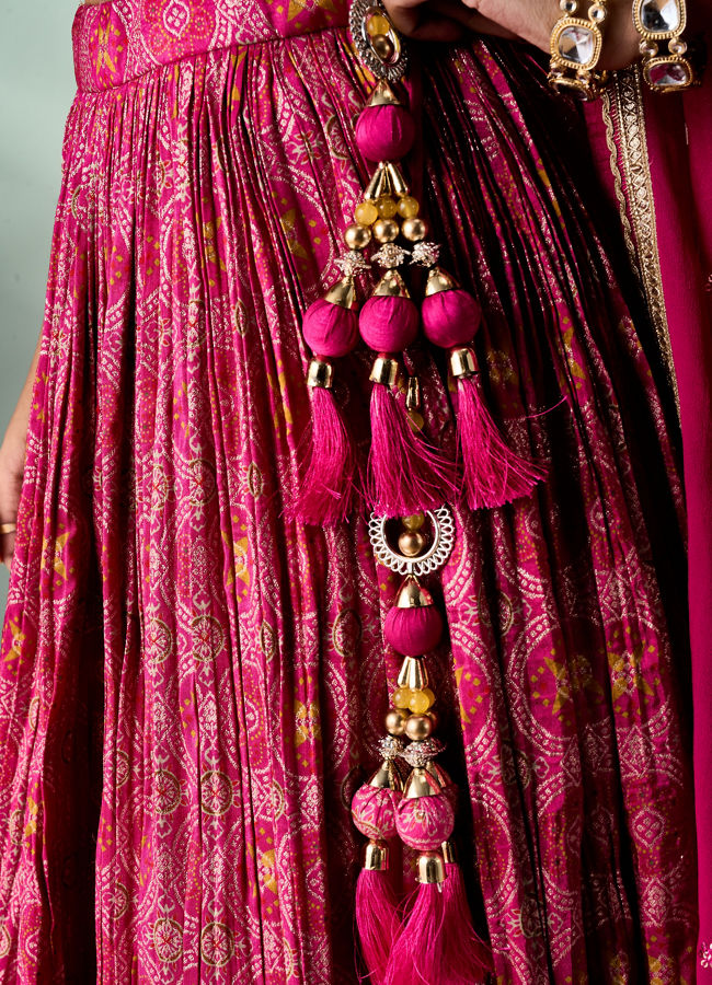 Mohey Women Pink Silk Lehenga with Cutdana Work